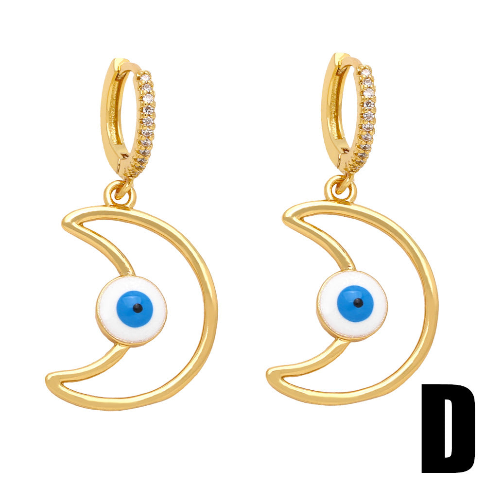 Pendientes de cobre al por mayor de Cross Heart Heart Devil Eye